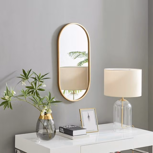 FurnitureboxUK Jupiter Art Deco Gold Metal Oval Wall Mirror W/H: 80 x 40 cm – 1