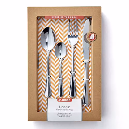 Judge Lincoln 24-Piece Polished Silver Stainless Steel Cutlery Set for 6 People – 2