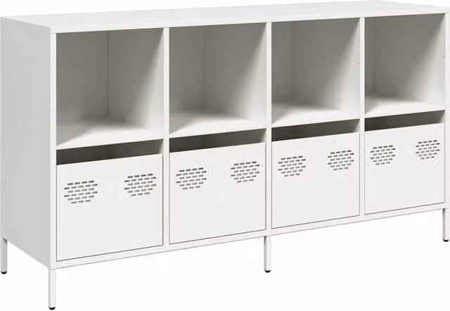 Berkfield Home White Matt Metal Sideboard W/D/H: 135 x 39 x 73.5 cm – 1