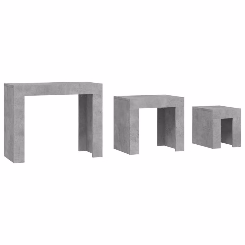 FLAVORA 3-Piece Concrete Grey Engineered Wood Nesting Coffee Table Set – 2
