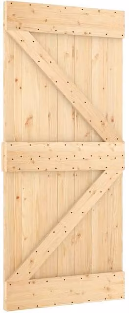 Berkfield Home Rustic Sliding Wood Door with Hardware Set in Beige and Black, W: 95 cm, H: 210 cm
