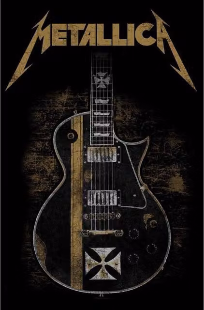 Metallica Hetfield Guitar Textile Poster in Black