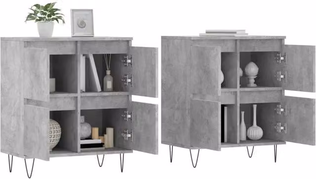 Berkfield Home Set of 2 Industrial Sideboards in Concrete Grey, W/D/H: 120 x 35 x 70 cm – 1