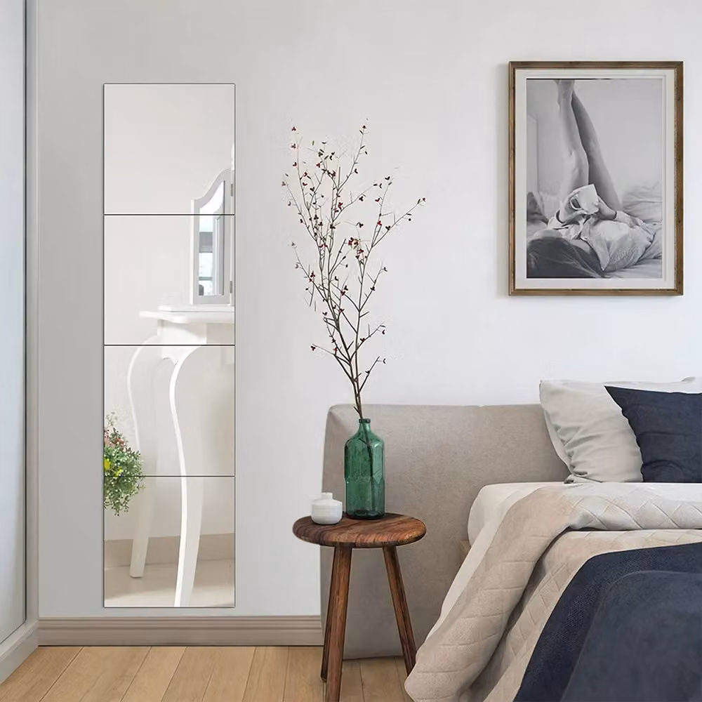 Hinsinc Large Acrylic Mirror Tile Wall Stickers, Clear, Square, W/D/H: 30 x 30 x 4 cm – 3