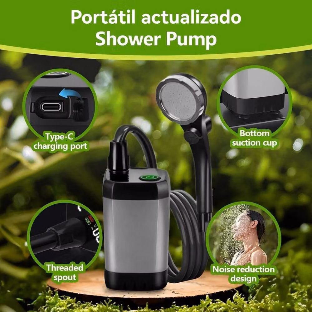 KORVIXA Portable Electric Rechargeable Camping Shower, Black – 2