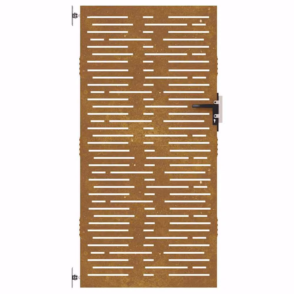 Berkfield Home Garden Gate in Brown Corten Steel with Square Design, W: 85 cm, H: 175 cm – 3