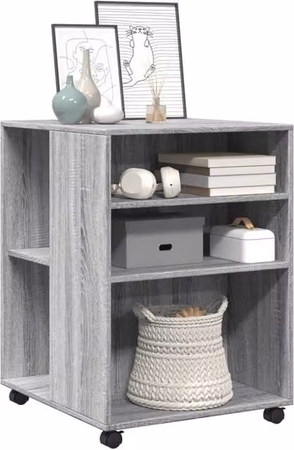 Berkfield Home Grey Sonoma Side Table with Castors, W/D/H: 55 x 60 x 78 cm