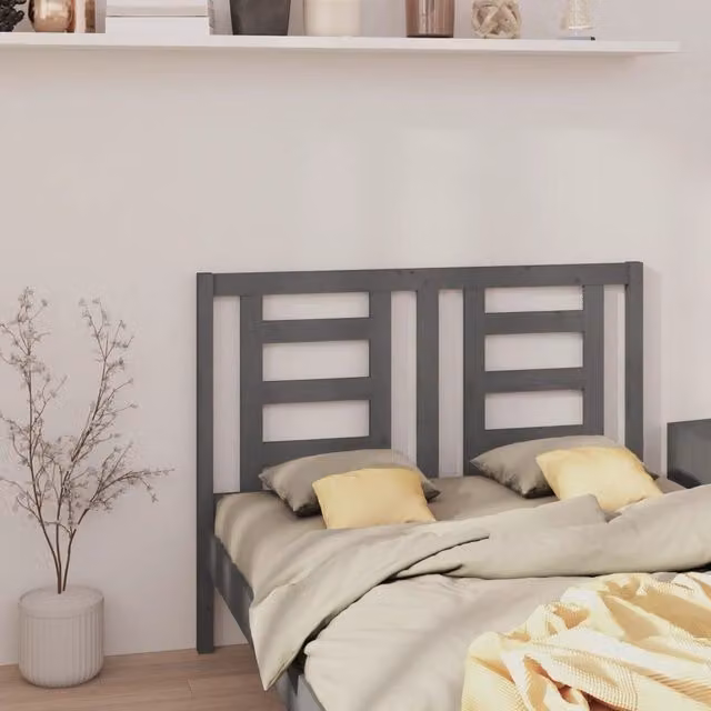 Berkfield Home Grey Rustic Solid Pine Wood Bed Headboard W: 126 cm, D: 4 cm, H: 100 cm – 1