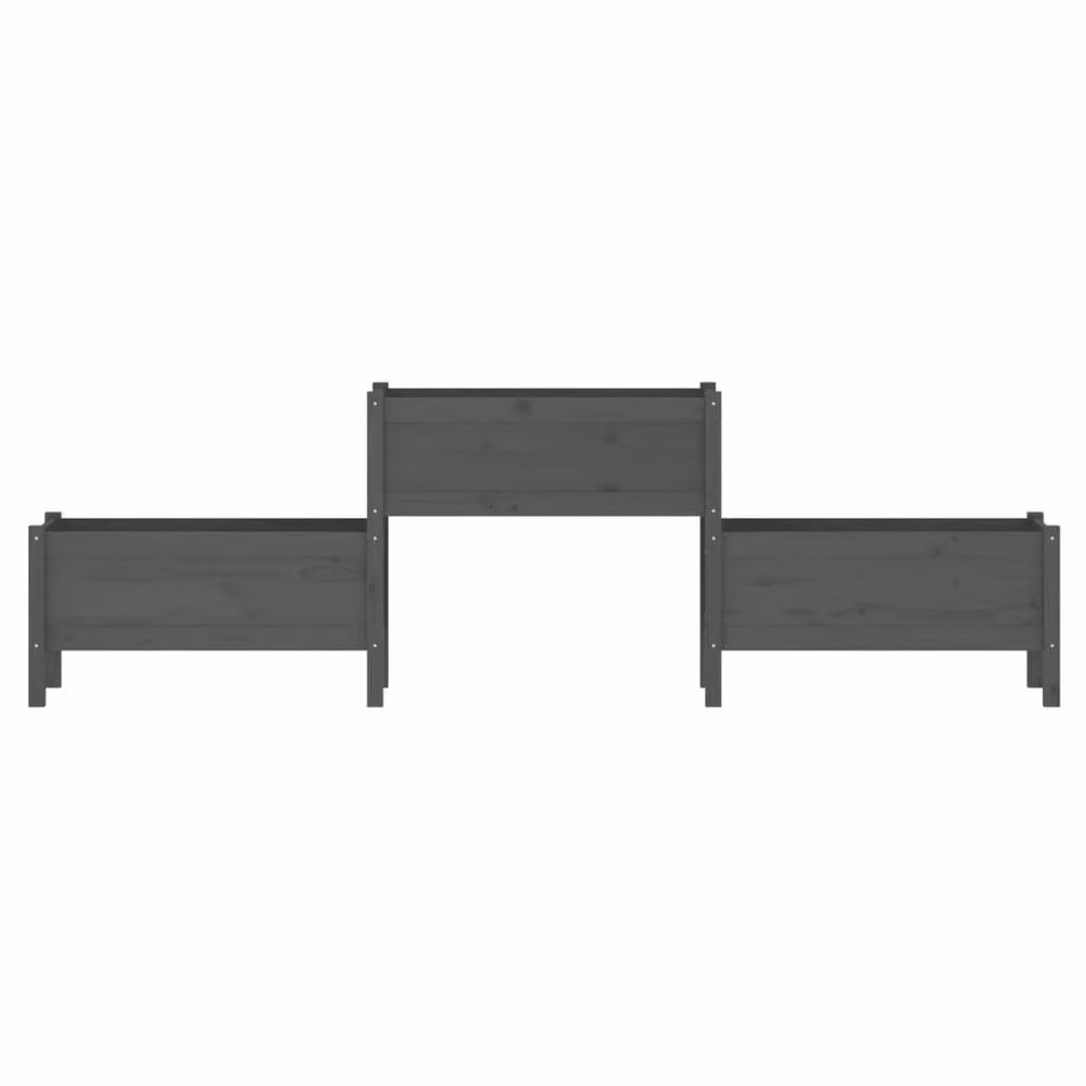 Berkfield Home Grey Solid Wood Pine Planter W: 245.5 cm, D: 44 cm, H: 75 cm – 3