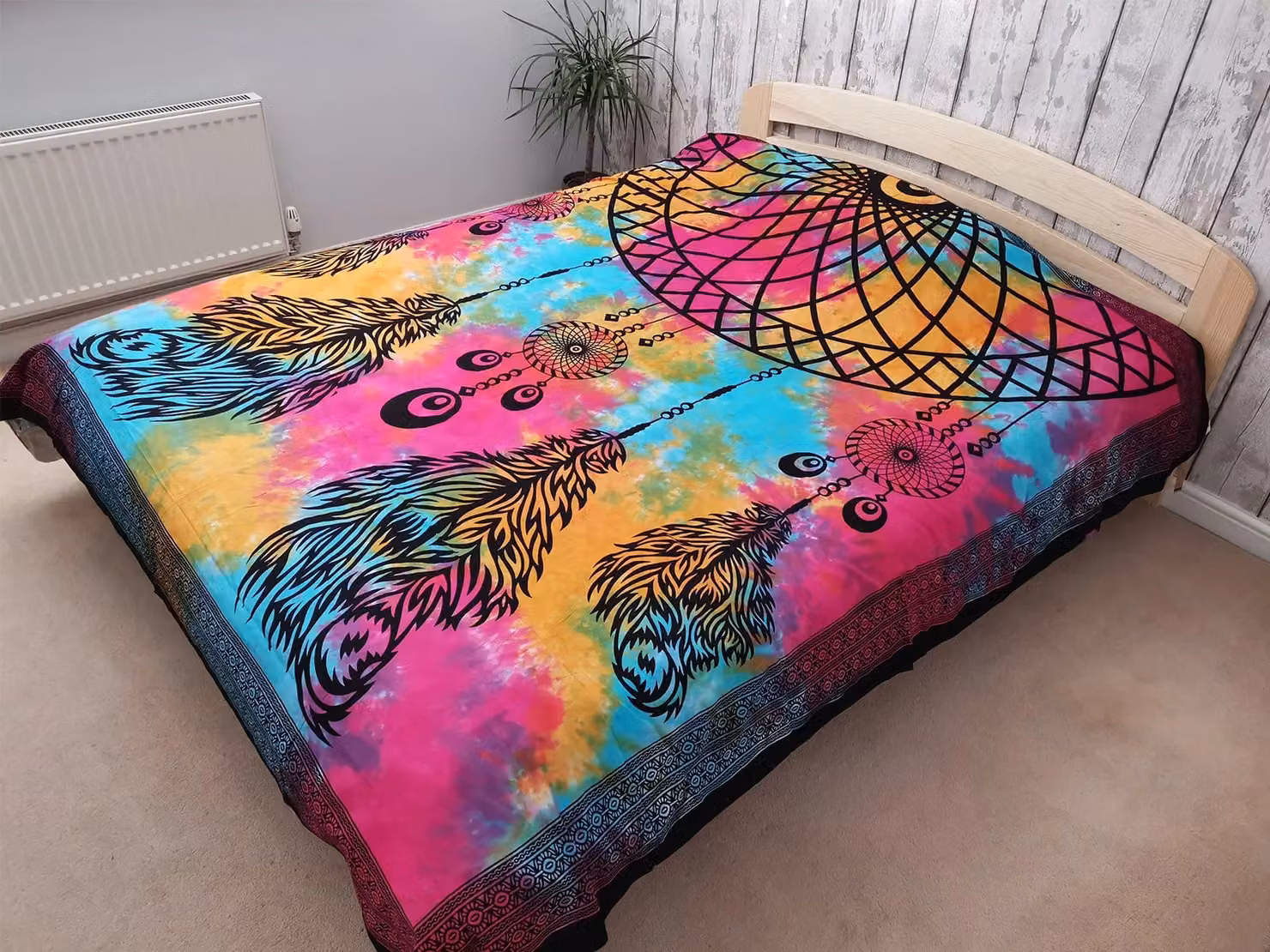 KDMD Ancient Wisdom Double Cotton Bedspread and Wall Hanging Set in Multicolour Boho Geometric Design – 4