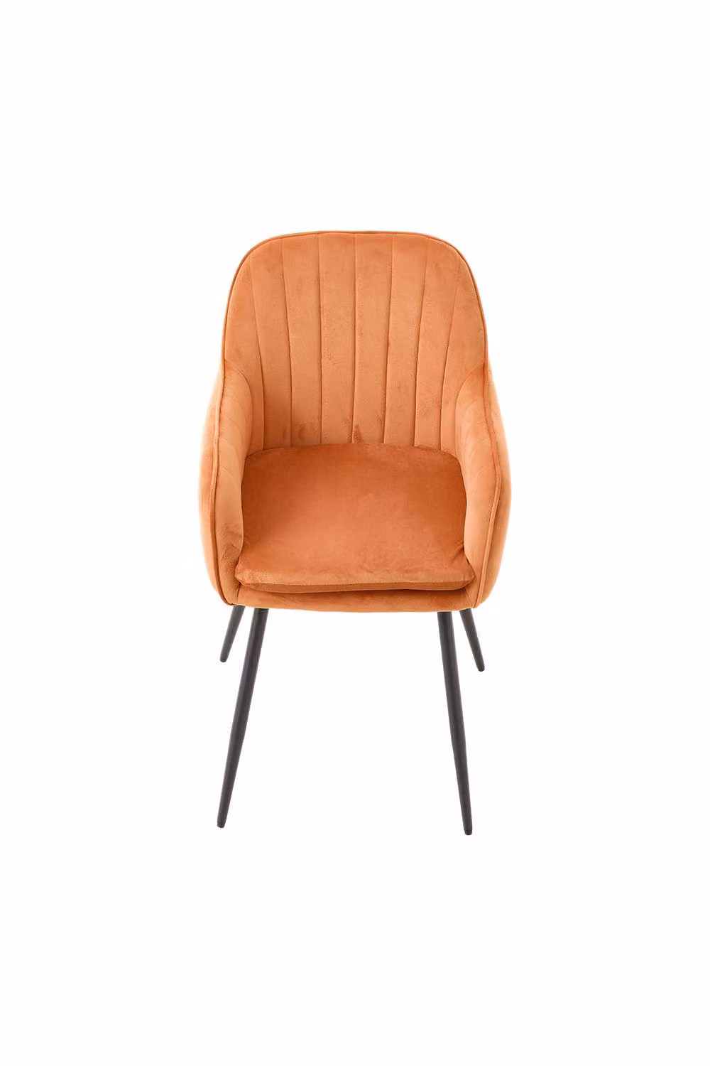 Garden Sanctuary Set of 2 Minimalist Upholstered Dining Chairs with Metal Frame in Orange – 2