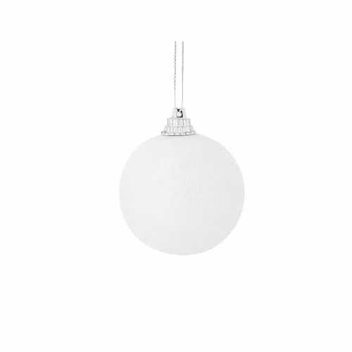 Melody Maison Set of 10 White Round Glitter Christmas Baubles – 5
