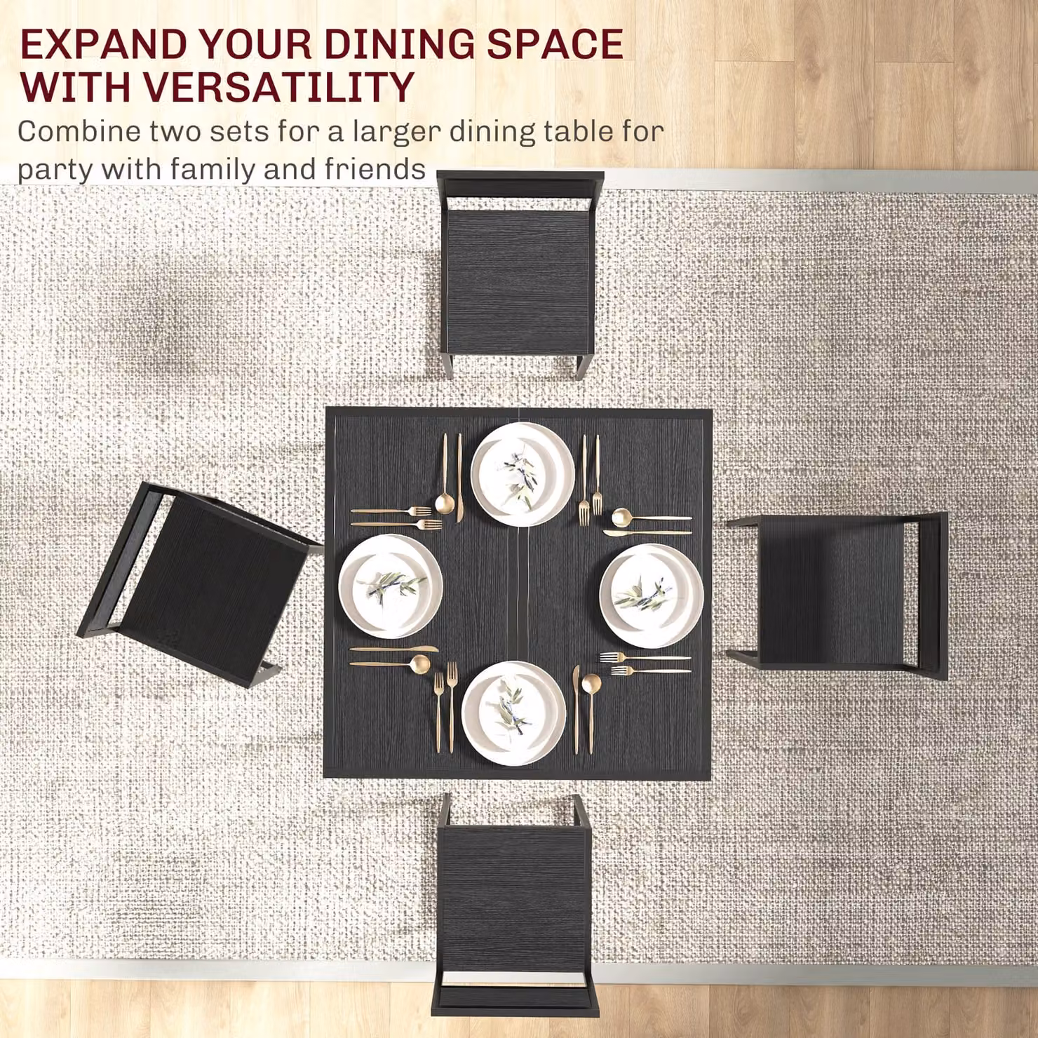 HOMCOM Industrial Dining Set with Rectangular Table and 2 Chairs in Black and Brown – 5