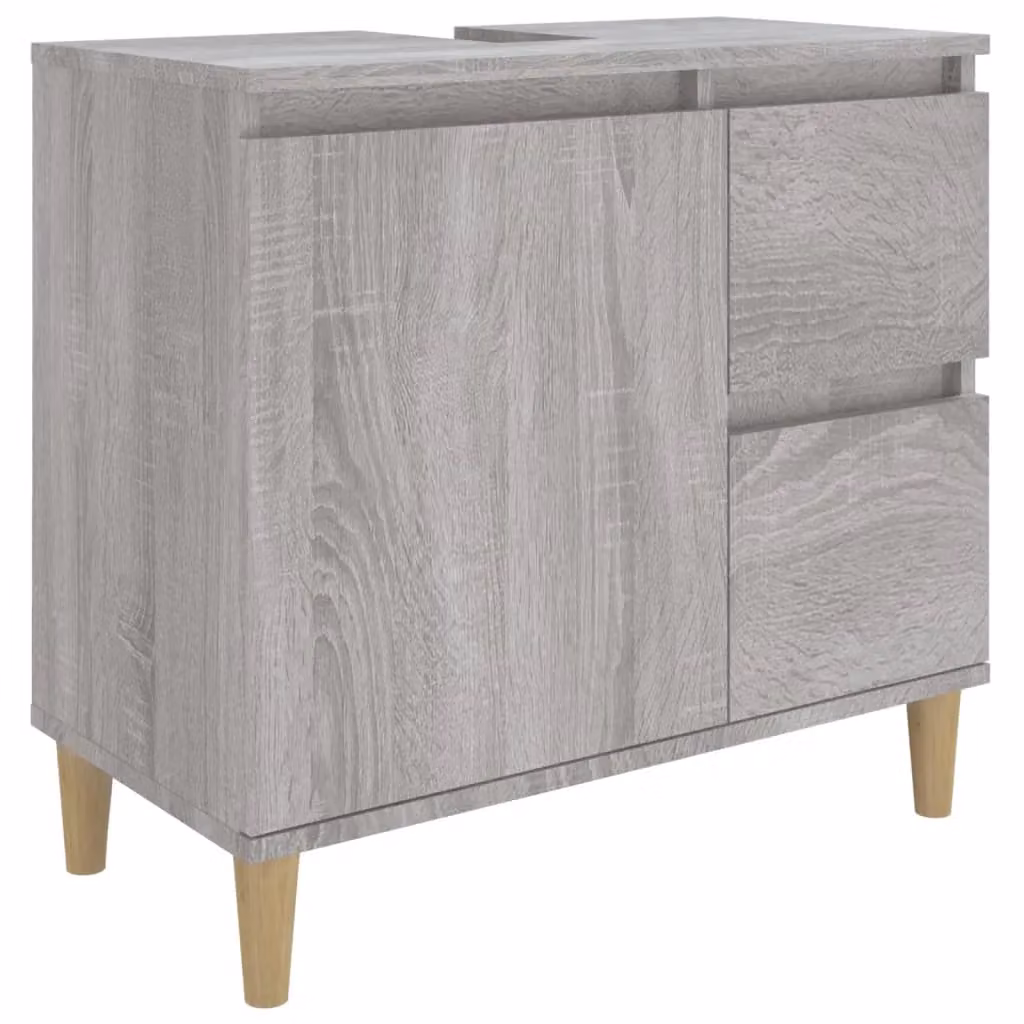 Berkfield Home Grey Sonoma Bathroom Cabinet with Doors and Drawers, W: 65 cm, D: 33 cm, H: 60 cm – 2