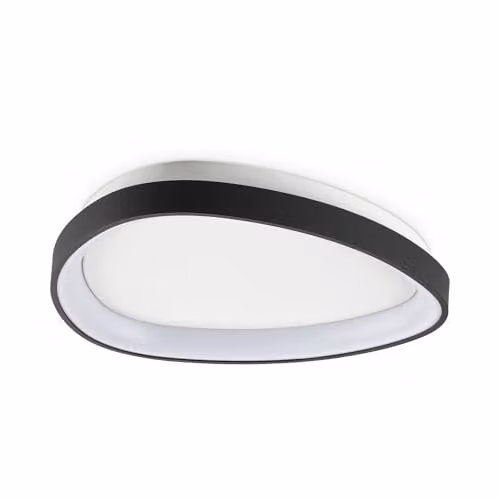 Ideal Lux Gemini Black Round LED Semi Flush Ceiling Light with 3000Lm Warm White Output, Diameter: 42 cm