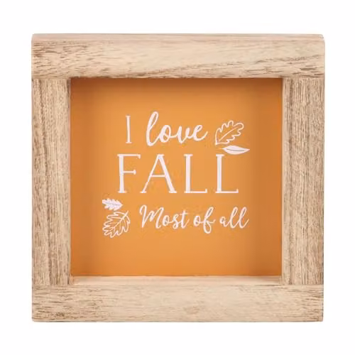 KDMD Orange I Love Fall Most of All Rustic Wooden Frame Sign, W/H: 25.4 x 30.48 cm