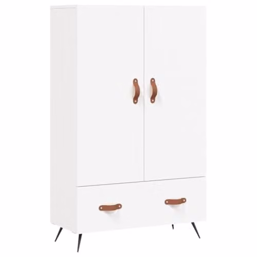 vidaXL Modern White Highboard with Hinged Doors and Internal Shelves, W/D/H: 69.5 x 31.0 x 115.0 cm