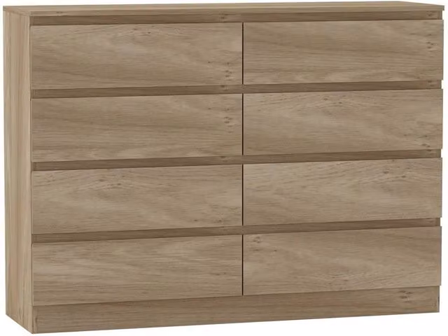 FORGEVIO Oak 8 Drawer Chest in Light Oak