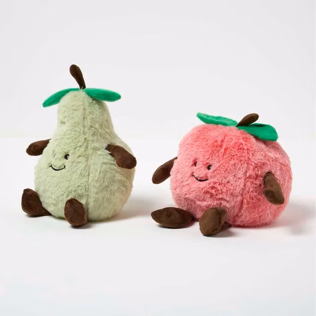 Homescapes Organic Apple and Pear Doorstop Set of 2 in Green and Red