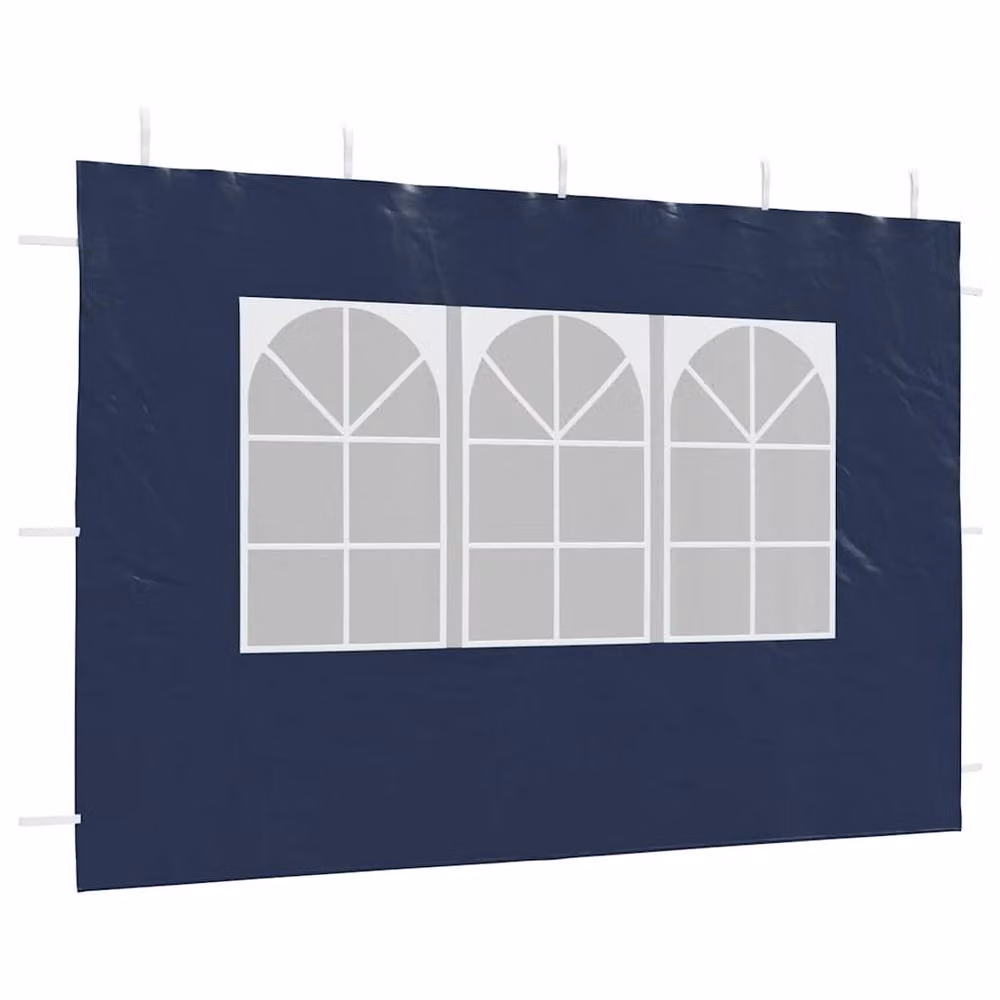 Berkfield Home Partytent Sidewall with Window, 2 Pieces, Navy Blue PE Polyester – 4