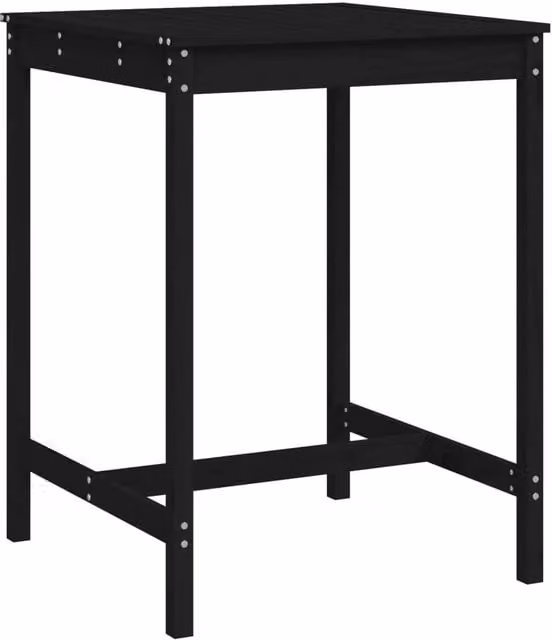 Berkfield Home Black Solid Pine Square Garden Table W/D/H: 82.5 x 82.5 x 110 cm