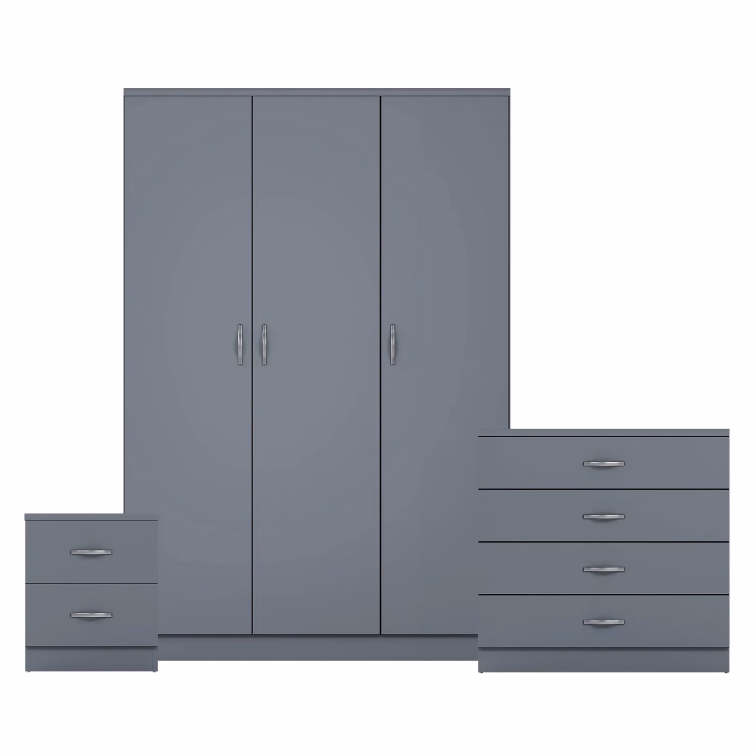 Vida Designs Riano 3 Piece Grey Bedroom Set with 3 Door Wardrobe and 2 Drawer Bedside Tables – 2
