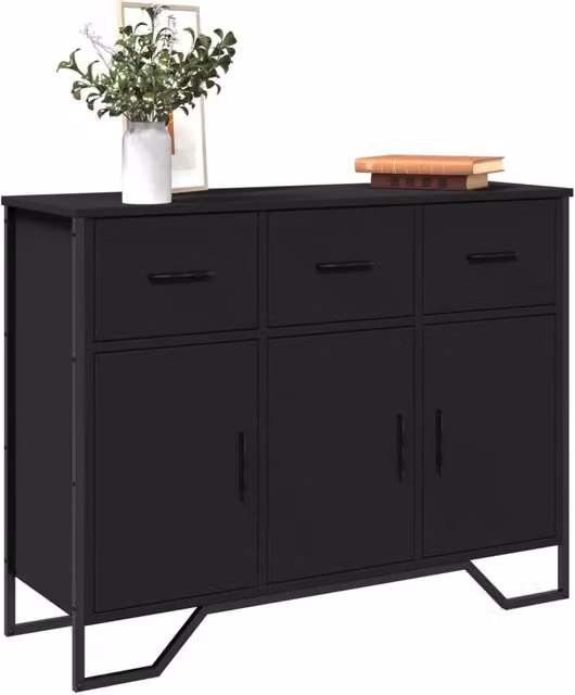Berkfield Home Modern Black Matt Sideboard, W/D/H: 97 x 32.5 x 74.5 cm – 1