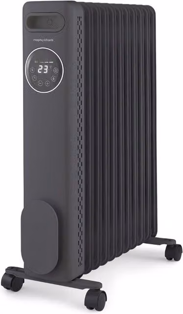 Morphy Richards HeatFlux 2.5kW Digital Oil Filled Radiator with Remote Control, Timer and Auto Mode, Grey
