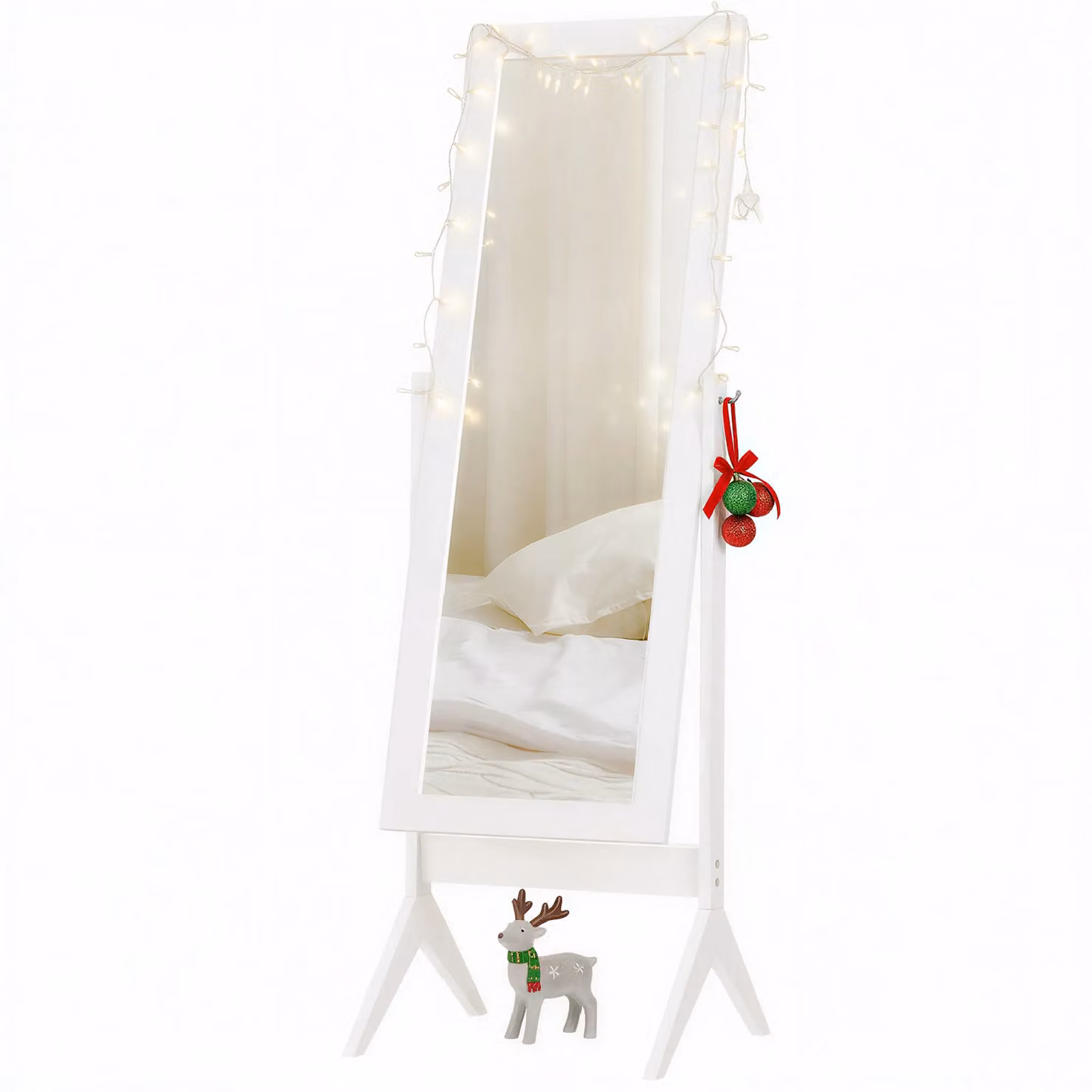 HOMCOM Freestanding Tall Dressing Mirror in White, H 148 cm x W 47 cm – 2