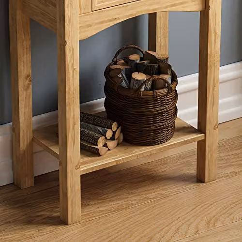 Vida Designs Corona 1 Drawer Console Table in Waxed Brown Pine – 4