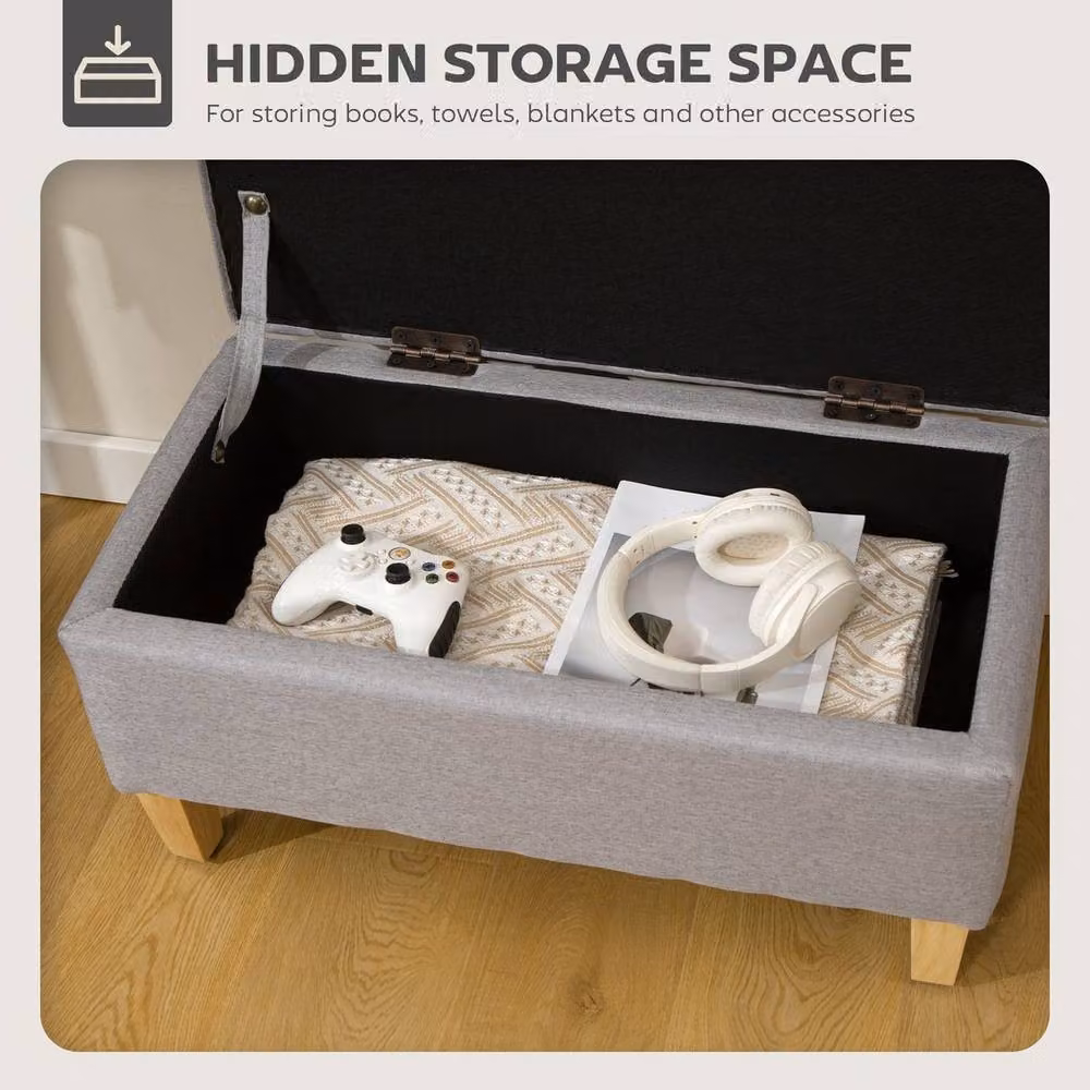 Kelvenix Linen Storage Ottoman in Light Grey – 2