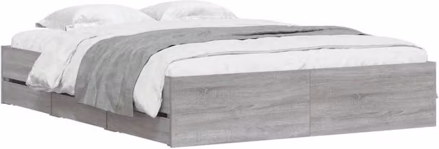 Berkfield Home Modern King Size Bed Frame with Drawers, Grey Sonoma, W/D/H: 150 x 200 x 33 cm
