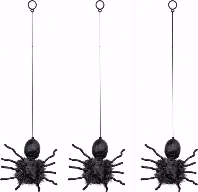 Samuel Alexander 3 Pack of Black Battery Operated Hanging Halloween Spider Animatronic Decorations – 1