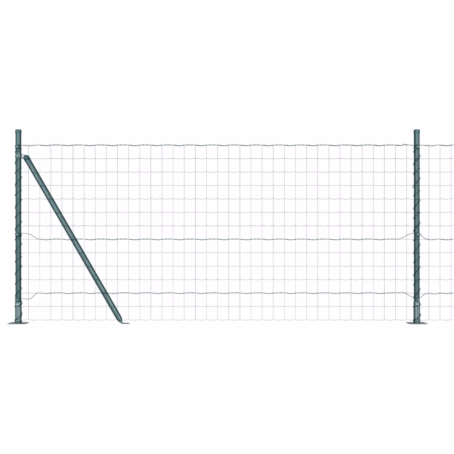 Berkfield Home Euro Fence with 13 Flanged Posts, 1 x 25 m, Galvanised Steel in Silver – 1