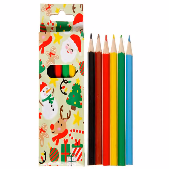 LG-Imports 12 Pack of Multicolour and White Christmas Wooden Wax Coloured Pencils, 9 cm