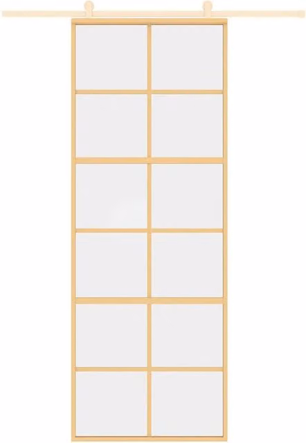 Berkfield Home Gold Sliding Door with Clear ESG Glass and Aluminium, W: 76 cm, H: 205 cm