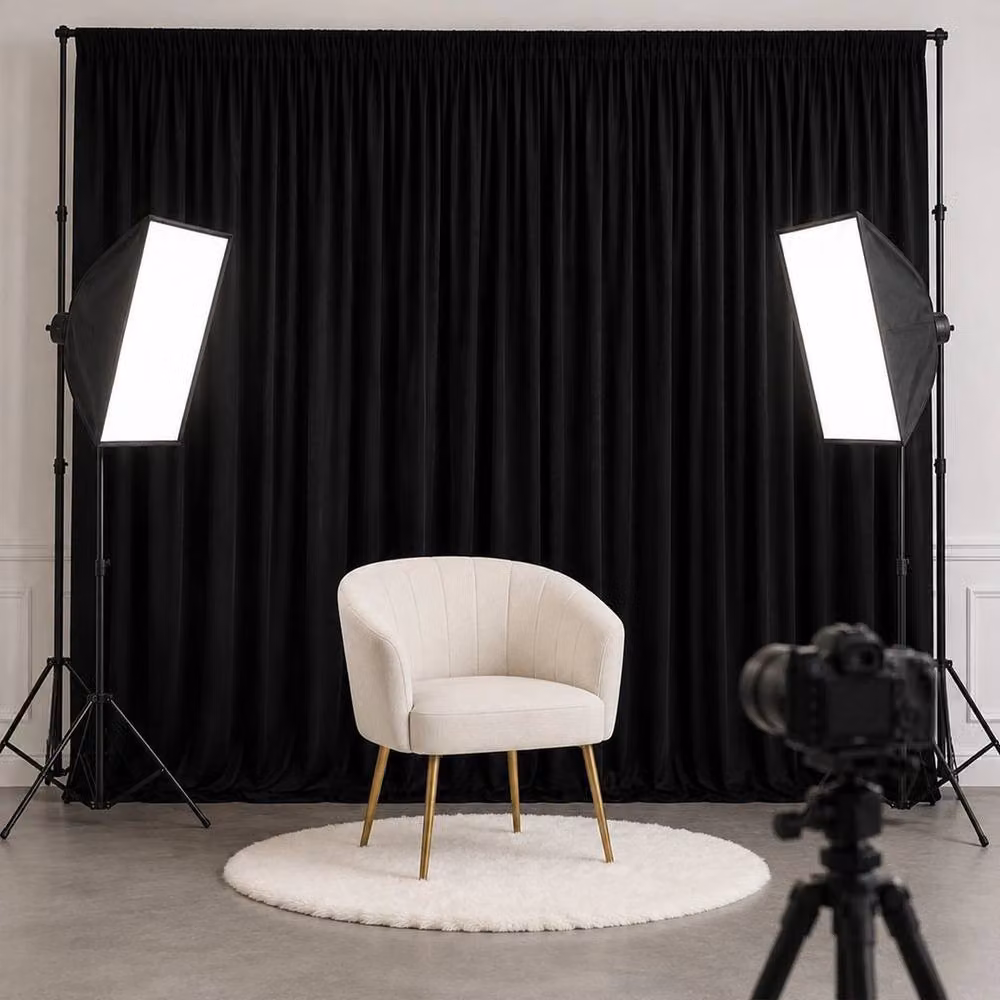 EONLION Black Backdrop Curtains, 4 Pack Plain Photo Background Drapes, Width: 100 cm – 4