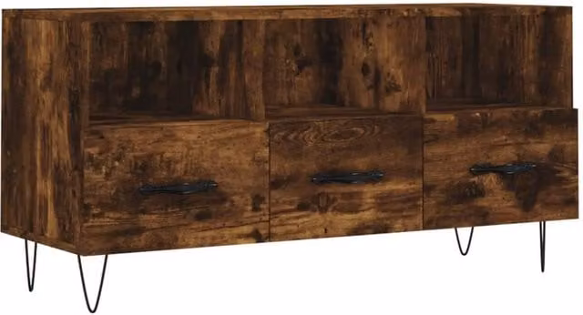 Berkfield Home Smoked Oak TV Cabinet in Brown, W/D/H: 102 x 36 x 50 cm – 1