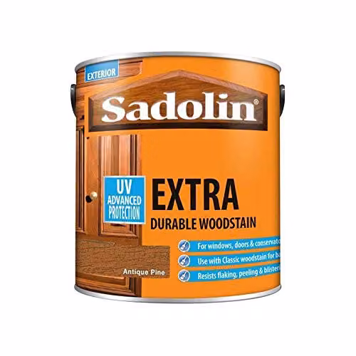 Sadolin Extra Durable Weatherproof Woodstain in Antique Pine, Brown, 2.5L