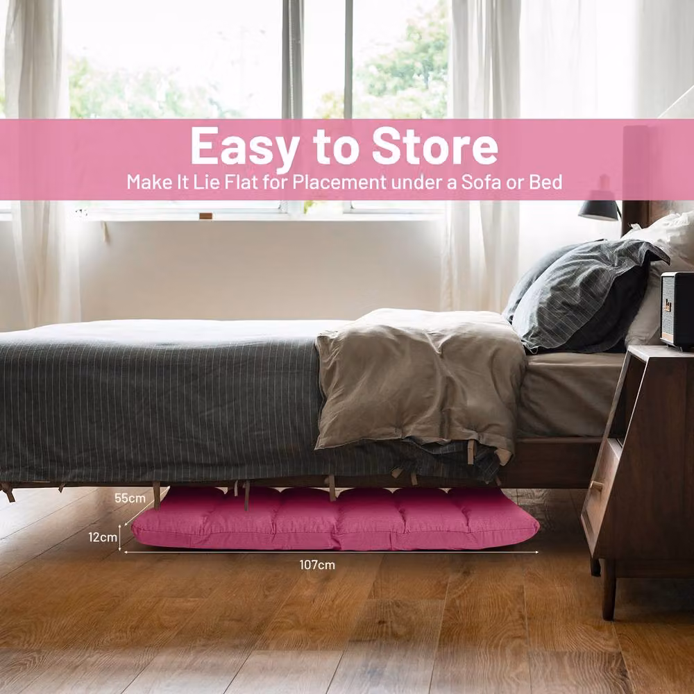 Costway 14-Position Adjustable Folding Video Gaming Sofa Chair in Pink – 5