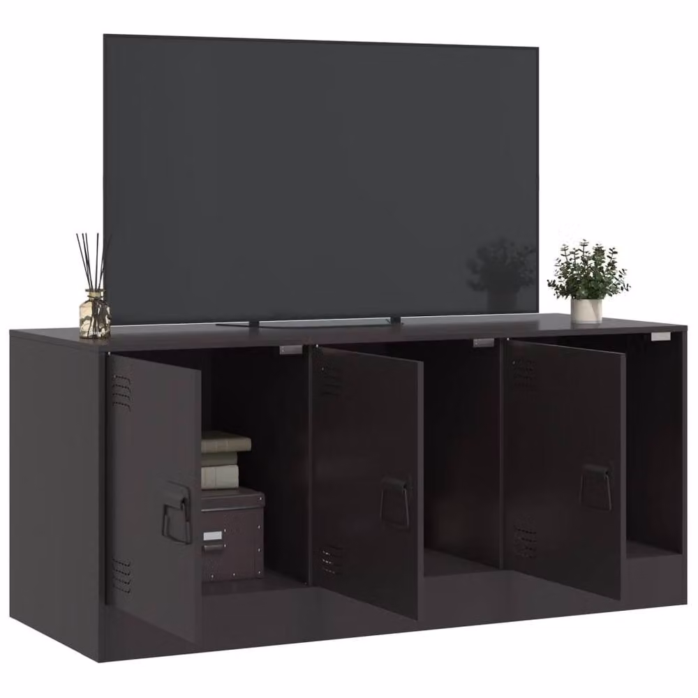Berkfield Home Industrial TV Cabinet in Matt Black Metal, W/D/H: 99 x 39 x 44 cm – 3