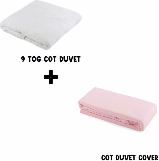 Junior Joy Baby 9 TOG Cot Duvet and Cotton Cover Set, Pink, W x D: 120 x 100 cm