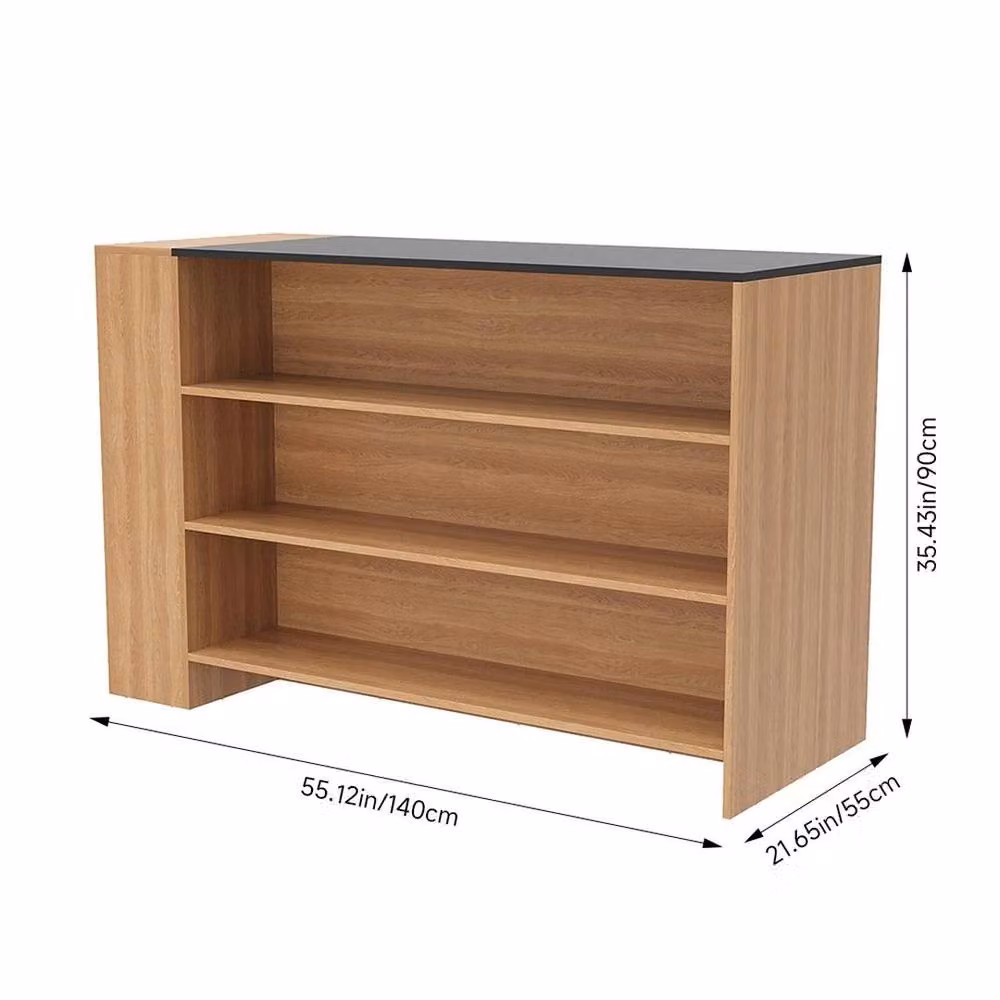 FLAVORA Wooden Breakfast Bar Table and Kitchen Island with Storage in Brown, W/D/H: 100 x 60 cm – 2