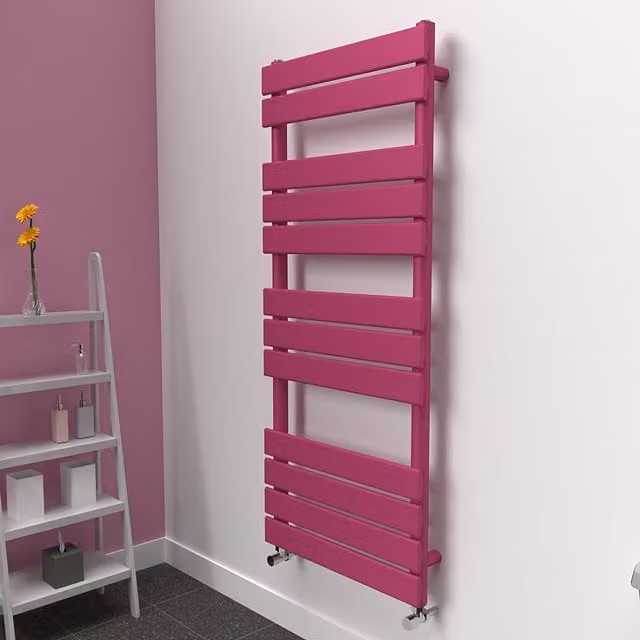 Lux Heat Flat Coloured Towel Radiator, Pink, W: 50.0 cm, H: 120.0 cm