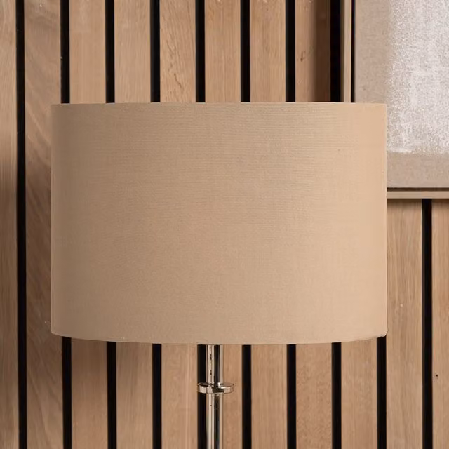 Pacific Lifestyle Oval Fabric Lampshade in Brown and Beige, Diameter: 25 cm
