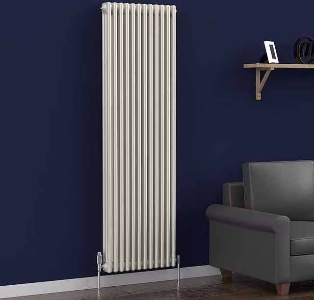 Lux Heat Vertical Coloured Column Radiator in Stone White, H 180 cm x W 56 cm