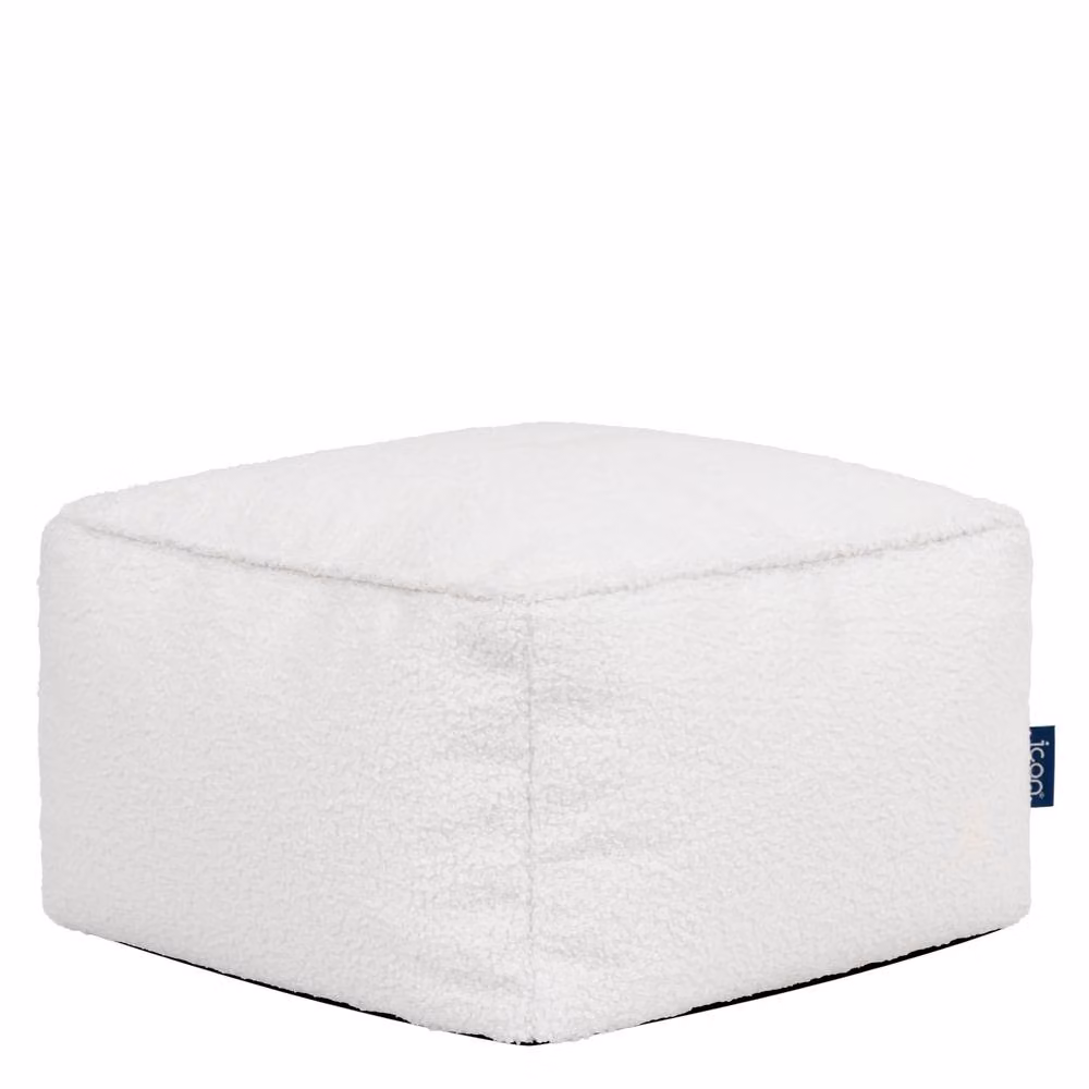 ICON Amara Boucle Square Footstool Bean Bag in Cream – 2