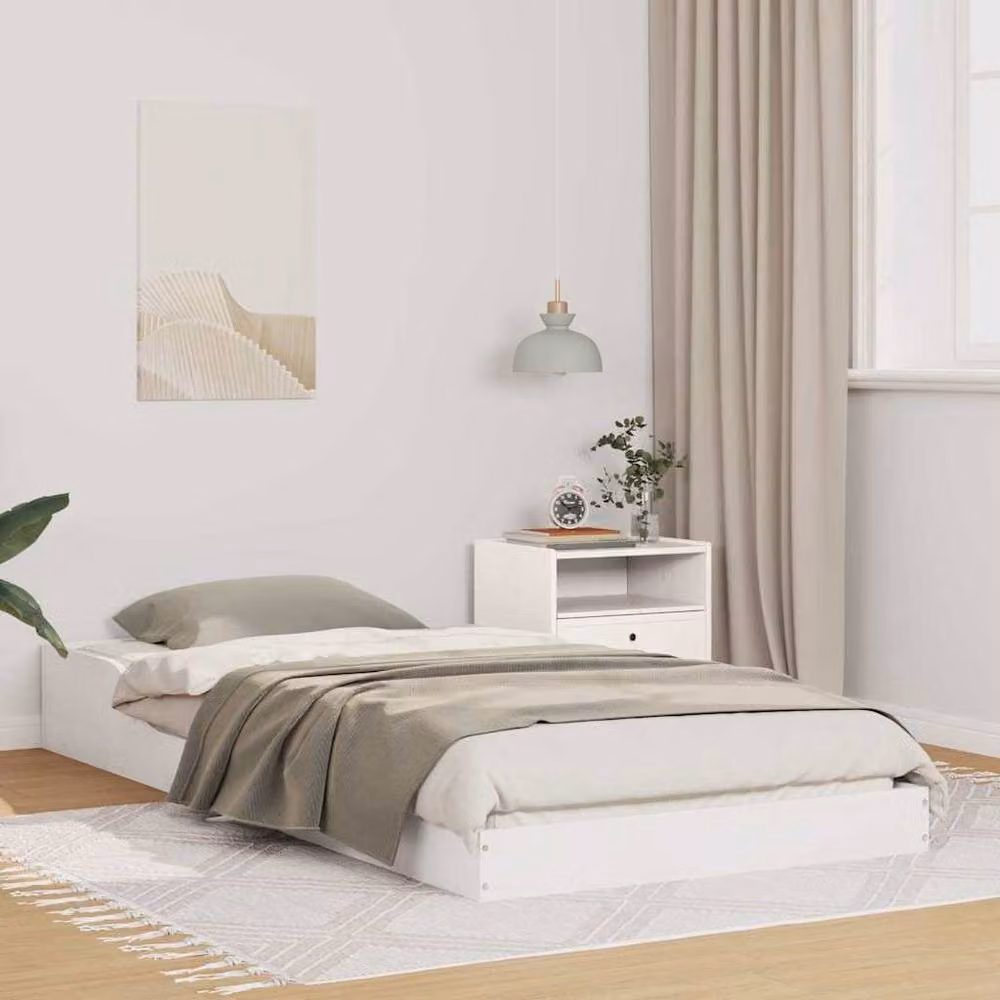Berkfield Home White Solid Pine Wood Mattress Base W/D/H: 100 x 200 x 24 cm – 2