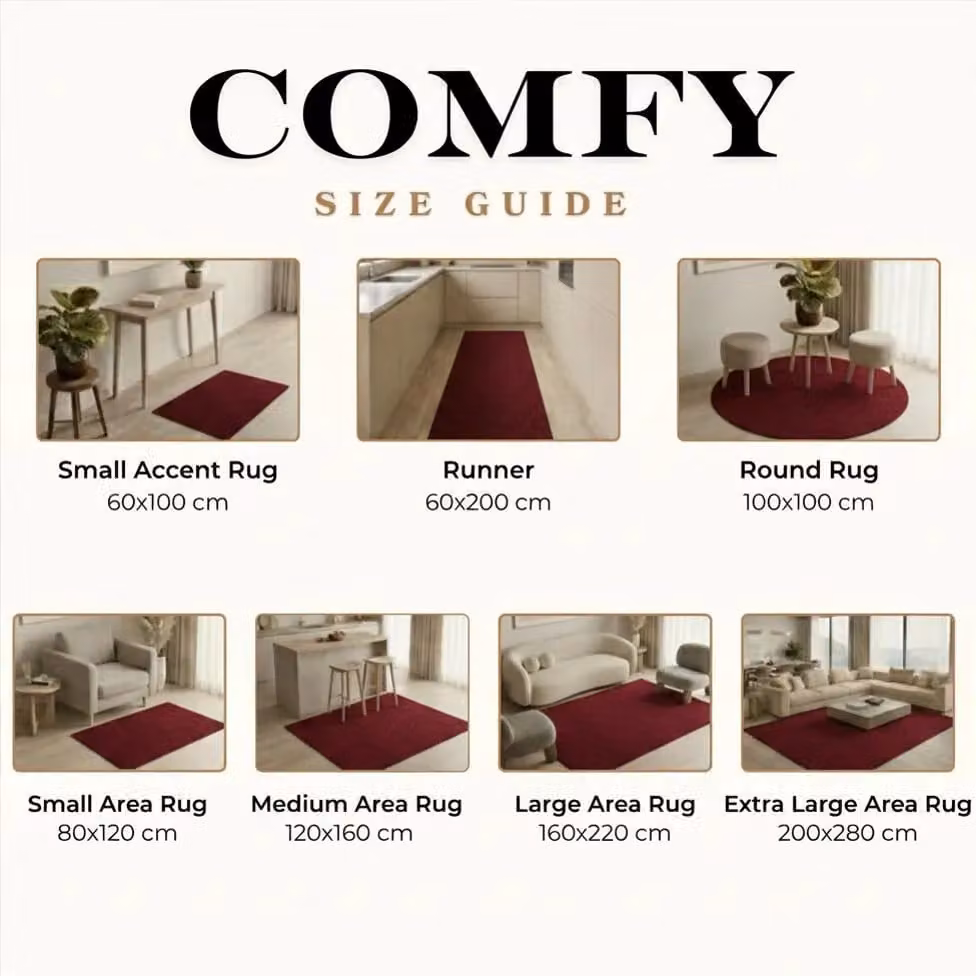 Desire Rugs Comfy Washable Low Pile Living Room Area Rug in Red, W/D/H: 280 x 200 cm – 4