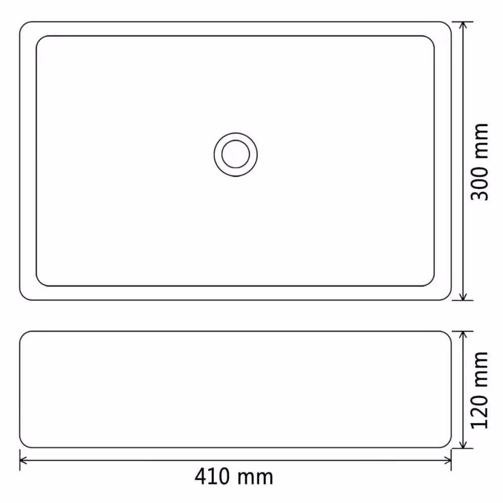 Berkfield Home Rectangular Ceramic Basin in Black, W: 41 cm, D: 30 cm, H: 12 cm – 4